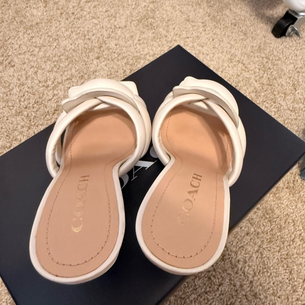Coach Cream Leather Heels with Knot Design - Picture 5 of 7